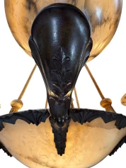 French Art Deco Alabaster Chandelier, 1930s